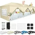 COBIZI 10x30 Canopy Party Tent with 8 Sidewalls,Waterproof UPF 50+ 0utdoor Wedding Event Tents for Parties Backyard Pop up Canopy Gazebo with 4 Sand Bags&Carry Bags,Khaki