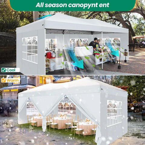 COBIZI 10x20 Pop up Canopy with Sidewalls,Easy up Canopy 10x20 Gazebo Waterproof Instant Shelter for Wedding Outdoor Party Camping with Air Vent&Carry Bag
