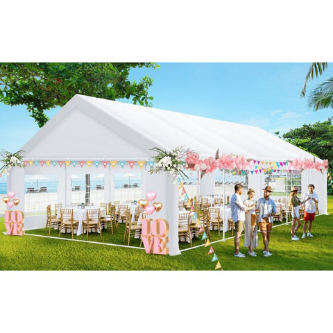 COBIZI 16x32ft Party Tent, Heavy Duty Wedding Tent with Removable Sidewalls, Large Outdoor Event Tent, White Tent for Party, Carpas Para Fiestas, Canopy Tent with Built-in Sandbags, UV 50+, Waterproof
