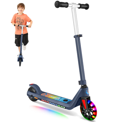 Caroma Electric Scooter , 120W Motor, 10 mph, 80 mins Ride Time, Adjustable Speed & Height, Colorful Lights, LED Display,Ideal Gifts for Kids Ages 6-14