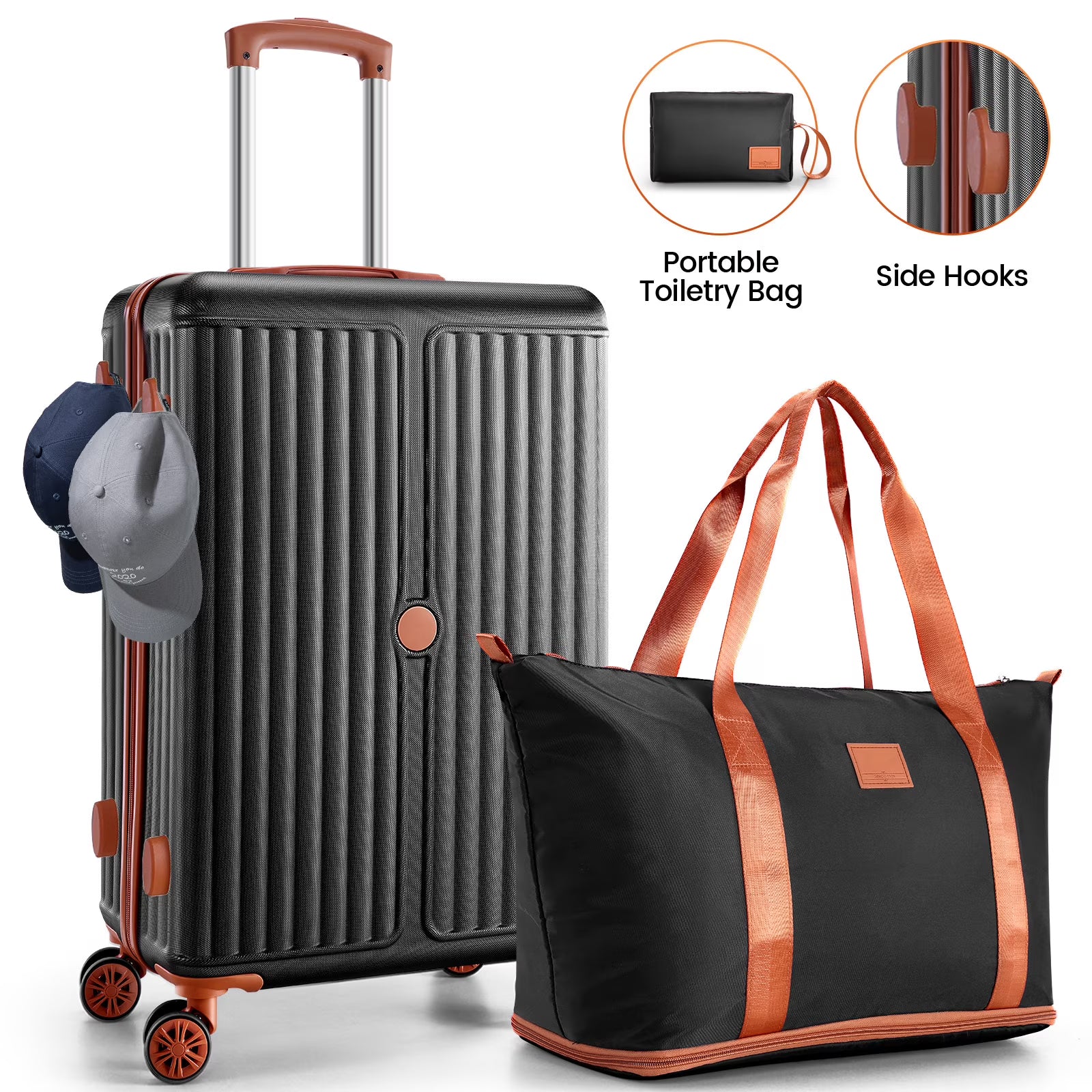 COBIZI Luggage Sets 3 Piece Hardside Carry on Luggage with Wheels&TSA Lock,Lightweight Hardshell Carry on Suitcase Sets 20in Luggage for School Travel