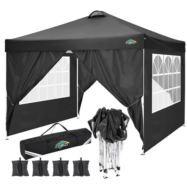 COBIZI 10 x 10 Adjustable Height Pop up Canopy Tent Fully