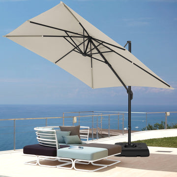 COBIZI 10x10 Offset Hanging Market Patio Umbrella with Easy Tilt Adjustment, Double Roof Cantilever Umbrella Aluminum Umbrella with 360-degree Rotation for Garden Deck Pool Patio, Gray