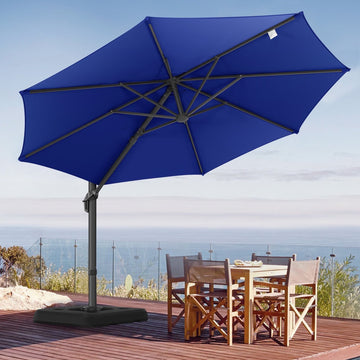 COBIZI 10ft Offset Hanging Market Patio Umbrella with Easy Tilt Adjustment, Outdoor Cantilever Round Umbrella Aluminum Umbrella with 360-degree Rotation for Garden Deck Pool Patio, Navy Blue