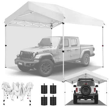 COBIZI 10x10 Carport 10x10 Pop up Canopy with sidewall,1-Button Push Center Lock, 3 Adjustable Heights, Portable Garage,Instant Outdoor Carports for Motorcycle, Garden Tool, Commercial
