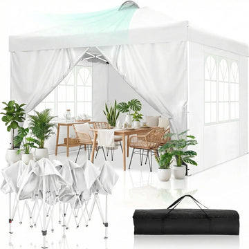 COBIZI 10x30FT Party Tent with 8 Removable Sidewalls, Waterproof Canopy, UPF 50+ Sun Protection, Large Outdoor Tent for Weddings, BBQ, Parties, Trade Shows & Events, White