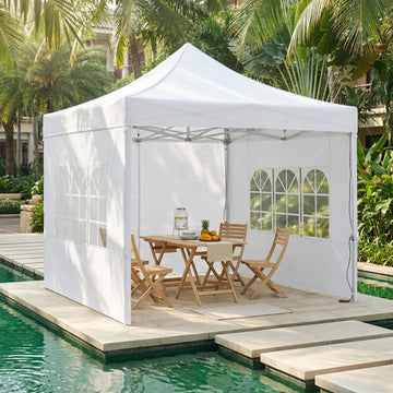COBIZI 10x10 Heavy Duty Pop Up Canopy Tent with 4 Sidewalls, Commercial Instant Waterproof Shelter, UV 50+ with Silver Coated, Upgraded Thickened Hexagonal Legs,Gray