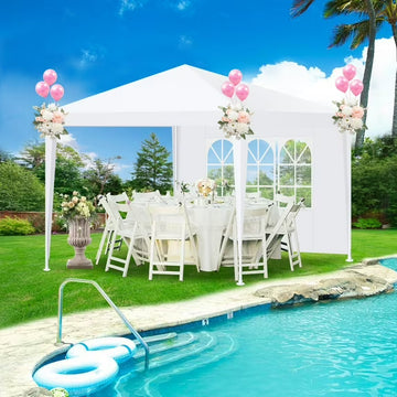 OBIZI 10 x 20 Party Tent with 6 Sidewalls Outdoor Canopy Tent for party Patio Camping Gazebo Shelter for Weddings Waterproof Heavy Duty Event Carpa All Season, White