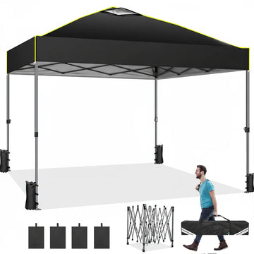 COBIZI 10x10 Pop up Canopy Tent Easy up Outdoor Canopy Instant Portable Waterproof Party Canopy Tent for Summer Beach Garden Party Camping Outside with Air Vent,Reflective Strip,4 Sandbags,Gray