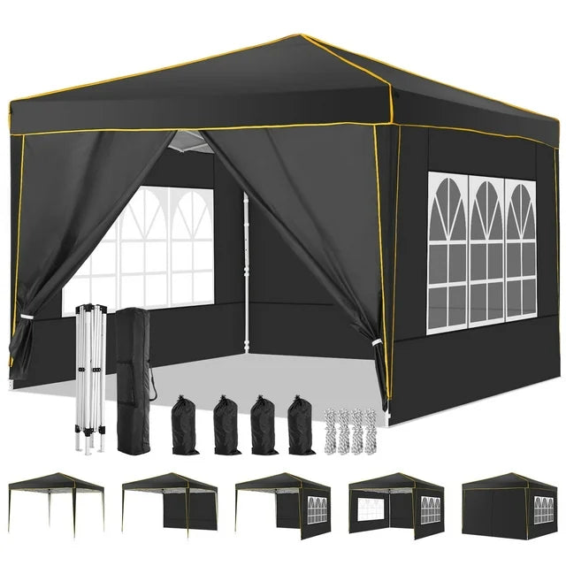 COBIZI 10x10 Pop up Tent,Easy Pop up Tent Gazebo,Portable Ez up Canopy,Suitable for Party Beach Camping Gathering Activities,Waterproof &Upf 50+,Black