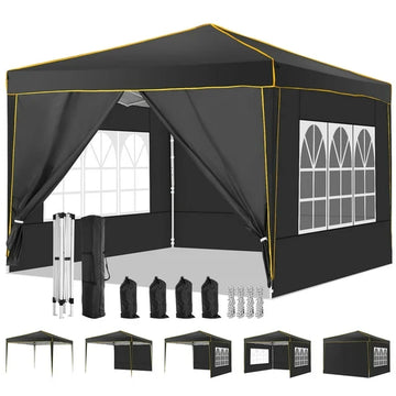 COBIZI 10x10 Pop up Tent,Easy Pop up Tent Gazebo,Portable Ez up Canopy,Suitable for Party Beach Camping Gathering Activities,Waterproof &Upf 50+,Black
