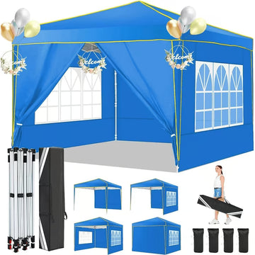 COBIZI 10x10 Pop up Tent,Easy Pop up Tent Gazebo,Portable Ez up Canopy,Suitable for Party Beach Camping Gathering Activities,Waterproof &Upf 50+,Blue