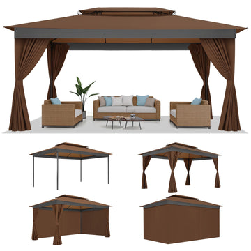 COBIZI 10x15 Gazebo Easy Assembly Outdoor Furniture Patio Gazebo, Canopy Tent with Removable sidewalls,Shade Tent for Party, Backyard, Deck, Patio Lawn & Garden,Black