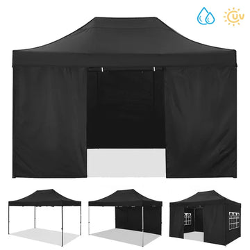 COBIZI 10x15 ft Heavy Duty Pop Up Canopy Tent with 4 Sidewalls Waterproof Outdoor Shelter Black