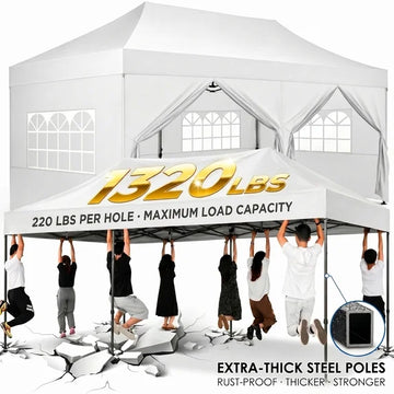 COBIZI 10x30FT Party Tent with 8 Removable Sidewalls, Waterproof & UPF 50+ Outdoor Canopy for Weddings, BBQ, Trade Shows & Events, White