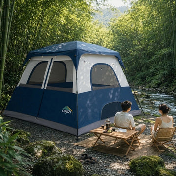 COBIZI 4-6-8 Person Family Camping Tent with Instant Pop-Up Setup, 10x9FT 210D Oxford Waterproof PU2000mm & Fire Resistant, Mesh Screen Windows, Wind Ropes and Stakes Included, Dark Blue