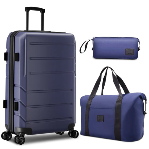 COBIZI 3 Piece Hardshell Luggage Set, Suitcase Set with Spinner Wheels and TSA Lock, 20/24/28 in, Blue