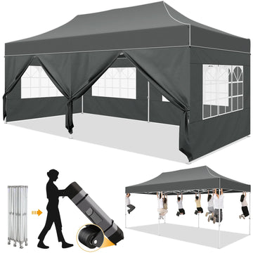 COBIZI Canopy Tent 10x20 Pop Up Heavy Duty Canopy Tent with 6 Removable Sidewalls,Party Tent for Weddings,Beaches,Outdoor Events,Commercial Seasonal Wind UV 50+& Waterproof&Sunburn Protection,White