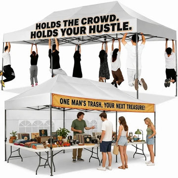 COBIZI 10x20 FT Heavy Duty Pop Up Canopy Tent, Reinforced Frame Holds 220 LBS Per Leg, 6 Removable Sidewalls, Waterproof & Windproof Canopy for Backyard, Trade Show, Wedding & Outdoor Party, White