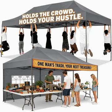 COBIZI 10x20 FT Heavy Duty Pop Up Canopy Tent, Reinforced Frame Holds 220 LBS Per Leg, 6 Removable Sidewalls, Waterproof & Windproof Canopy for Backyard, Trade Show, Wedding & Outdoor Party, Gray