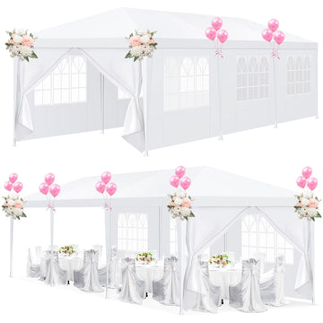 COBIZI 10 x 30 Party Tent with 8 Sidewalls Outdoor Canopy Tent for party Patio Camping Gazebo Shelter for Weddings Waterproof Heavy Duty Event Carpa All Season, White