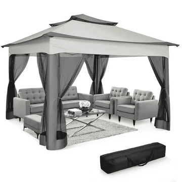 COBIZI 11x11 Pop up Gazebo Outdoor Canopy Gazebo Patio Gazebo with Mosquito Netting Canopy Shelter with 121 Square feet of Shade for Poolside, Garden, Party and Backyard, Gray