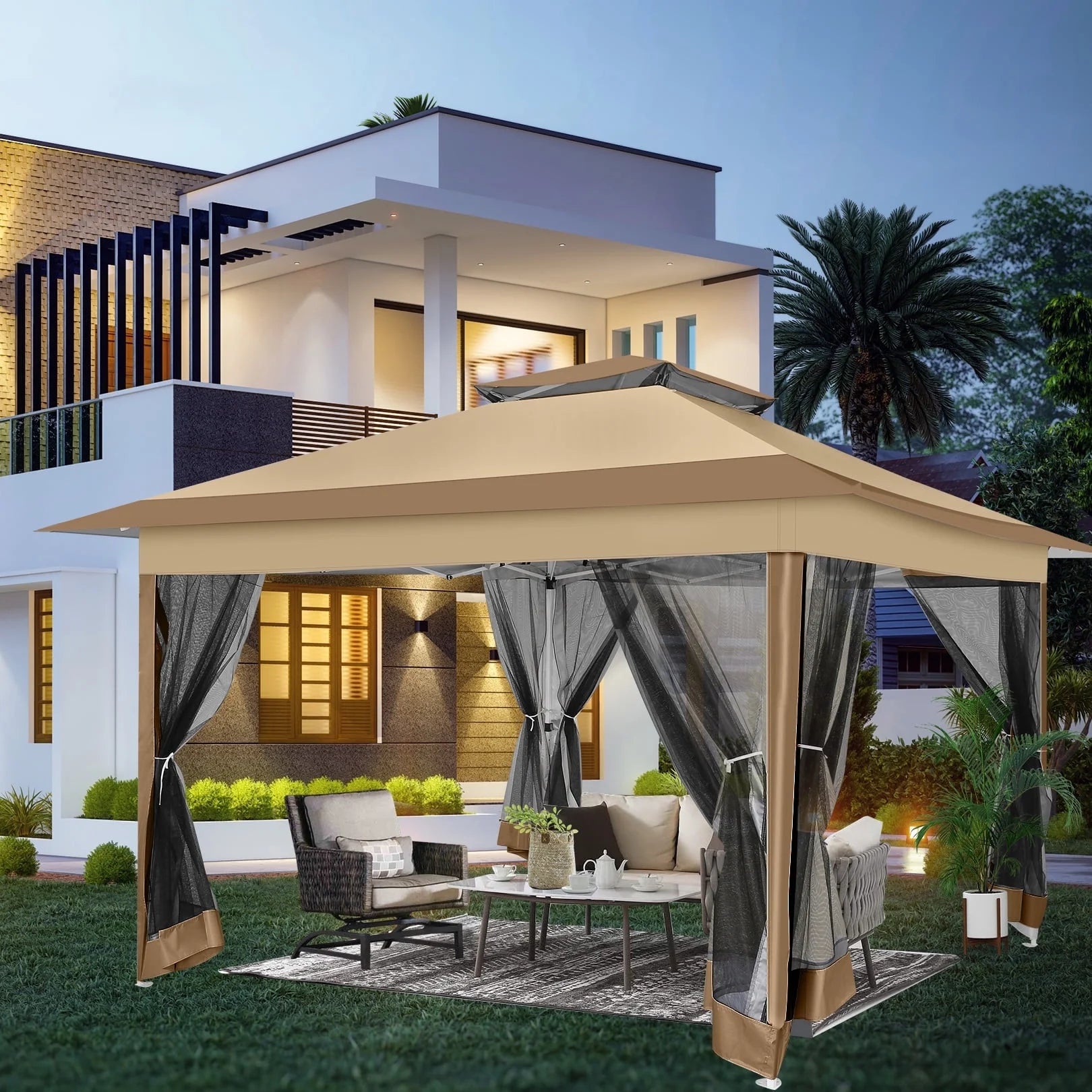 COBIZI 12'x12' Pop-up Gazebo Patio Gazebo Outdoor Gazebo Canopy with Mosquito Netting Patio Tent Backyard Canopy with