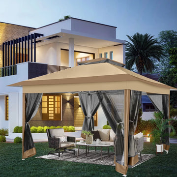 COBIZI 12'x12' Pop-up Gazebo Patio Gazebo Outdoor Gazebo Canopy with Mosquito Netting Patio Tent Backyard Canopy with