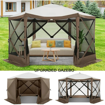 COBIZI 12x12 Pop Up Canopy Gazebo, Outdoor Canopy Tent Screen House with 6 sidewalls and Netting for Camping, Waterproof, UV