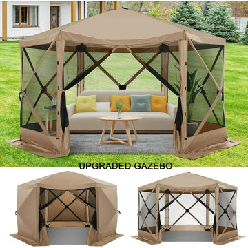 COBIZI 12x12 Pop Up Canopy Gazebo, Outdoor Canopy Tent Screen House with 6 sidewalls and Netting for Camping,