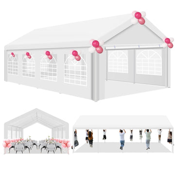 COBIZI 13x26 Heavy Duty Canopy Tent, Party Wedding Tent with Removable Sidewalls, 100% Waterproof Commercial Canopy Tent, UV 50+ White Event Shelter,Outdoor Gazebo with Built-in Sandbags, White