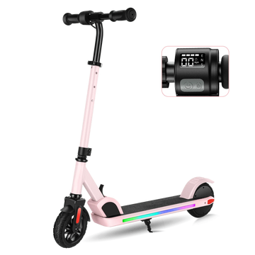 COBIZI Electric Scooter for Kids Ages 8-14, Top 10 mph &150W Motor, Adjustable Height & Speed, Kids Electric Scooter with Colorful Lights, Pink