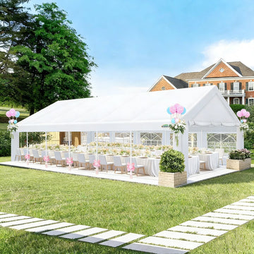 COBIZI 16x32ft Party Tent, Heavy Duty Wedding Tent with Removable Sidewalls,Large Outdoor Event Tent, White Tent for Party, Carpas Para Fiestas, Canopy Tent with Built-in Sandbags, UV 50+, Waterproof