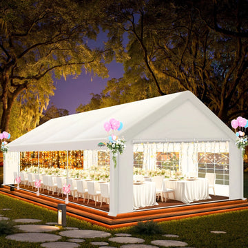COBIZI 20x30ft Party Tent Heavy Duty, Wedding Tent, Event Tents for Parties, Carpas para Fiestas with Removable Sidewalls, 20x40 Tent with Built-in Sandbag, UV50+, Big Tent for Party, Carport, White