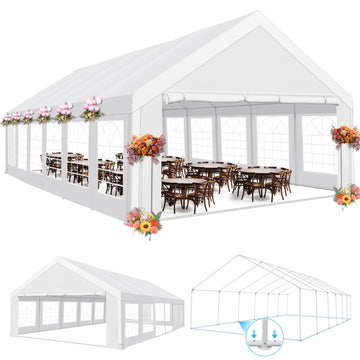 COBIZI 20x40 Heavy Duty Outdoor Canopy Large Party Tent & Carport, Upgraded Outdoor Event Shelter Tent with 8 Removable Sidewalls, UV50+, Big Tent for Wedding, Festivals, Birthday Parties, White