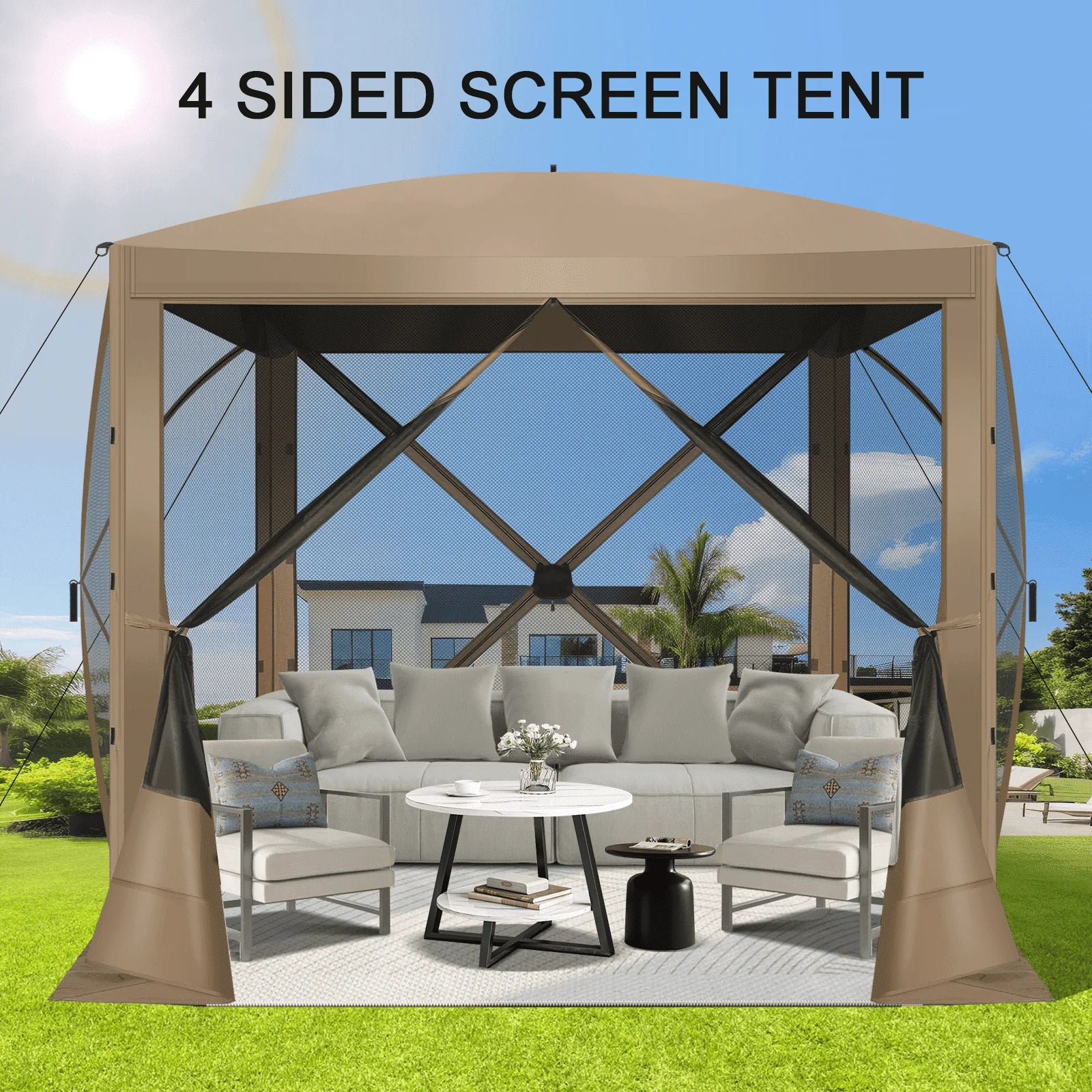 COBIZI 8x8 Pop up Gazebo, Ez up Screen Tent, Portable Outdoor Canopy S