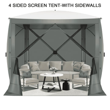 COBIZI 8x8 Pop up Gazebo Tent, Ez up Waterproof Screen Tent Screen House, Portable Outdoor Canopy Sun Shelter with 3 Sidewalls, Carry Bag & Ground Stakes for Camping, Garden and