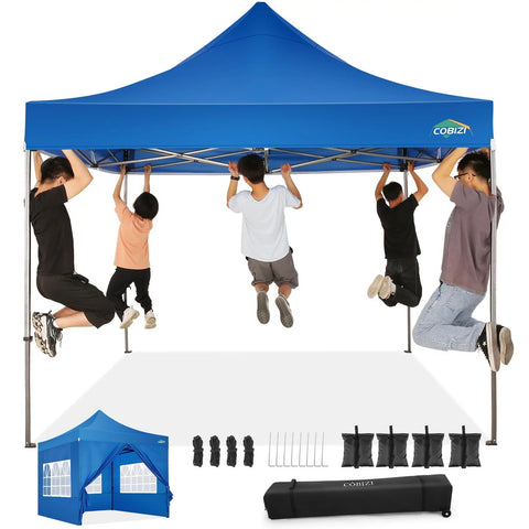 COBIZI Canopy 10' x 10' Pop-up and Instant Outdoor Canopy, Instant Portable Tent Commercial Gazebo Shade Shelter for Backyard,Patio,Parties, Black