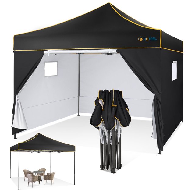 COBIZI Canopy 10x10 Pop Up Canopy Instant Tents for Party,Camping,Commercial,Waterproof Gazebo with 4 Removable Sidewalls, Carry Bag, Gray(Upgraded Frame&Windproof)