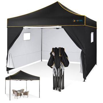 COBIZI Canopy 10x10 Pop Up Canopy Instant Tents for Party,Camping,Commercial,Waterproof Gazebo with 4 Removable Sidewalls, Carry Bag, Gray(Upgraded Frame&Windproof)