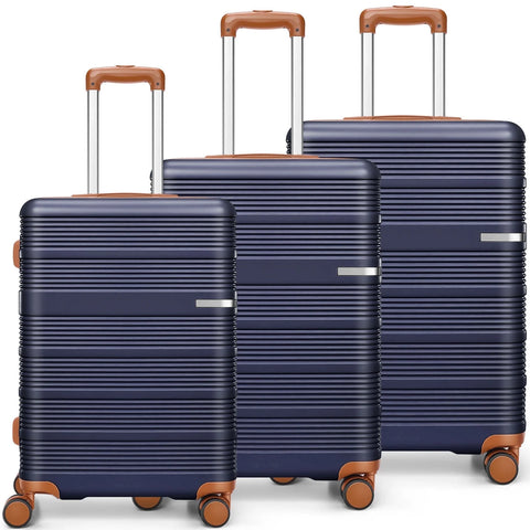 COBIZI 3 Piece Hardshell Luggage Set, Suitcase Set with Spinner Wheels and TSA Lock, 20/24/28 in, Blue