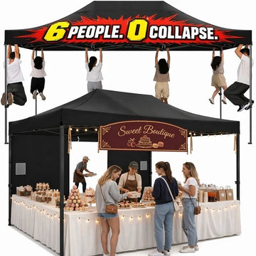 COBIZI 10x15FT Heavy Duty Pop Up Canopy Tent with 4 Sidewalls, Waterproof Commercial Vendor Tent for Weddings, Parties, BBQ, Camping & Markets, Easy Setup, Stakes, Sandbags, Ropes & Carry Bag, Gray