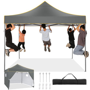 COBIZI Canopy Tent,10x10 Pop Up Canopy,Outdoor Tent with Mesh Window,Instant Tents for Party,Camping,Commercial,Waterproof Gazebo with 4 Removable Sidewalls,Carry Bag,Gray