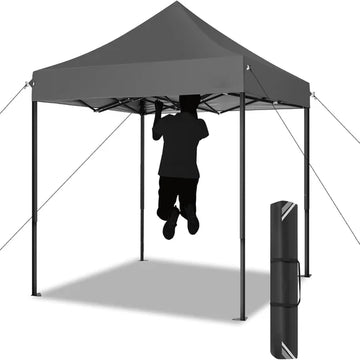 COBIZI 6.6x6.6 FT Heavy Duty Pop Up Canopy Tent, Thickened Steel Frame, Waterproof Windproof UPF 50+, Outdoor Camping BBQ Market Canopy, Stakes Sandbags Ropes Carry Bag Included, White