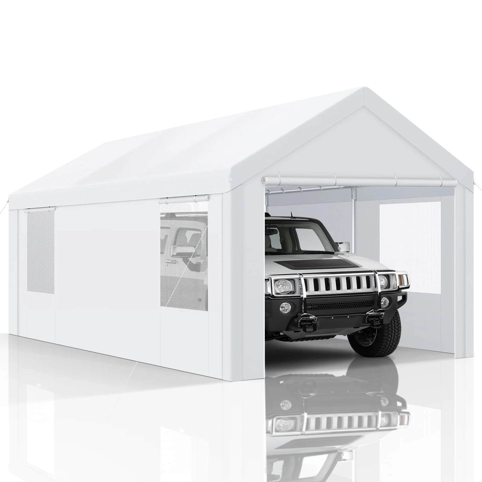 COBIZI Carport 10'x20' Large Heavy Duty Car Tent with Powder-Coated Steel Frame,