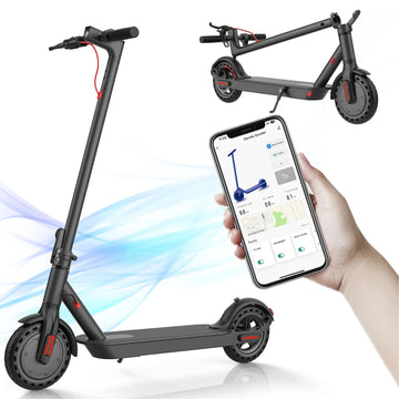 Caroma Electic Scooter for Adults and Teens, 15 Miles Range & 15.5MPH Top Speed, Powerful 350W E-Scooter, Folding Scooters with 8.5in Solid Tires, Lightweight and Max Load up to 265lbs, Black
