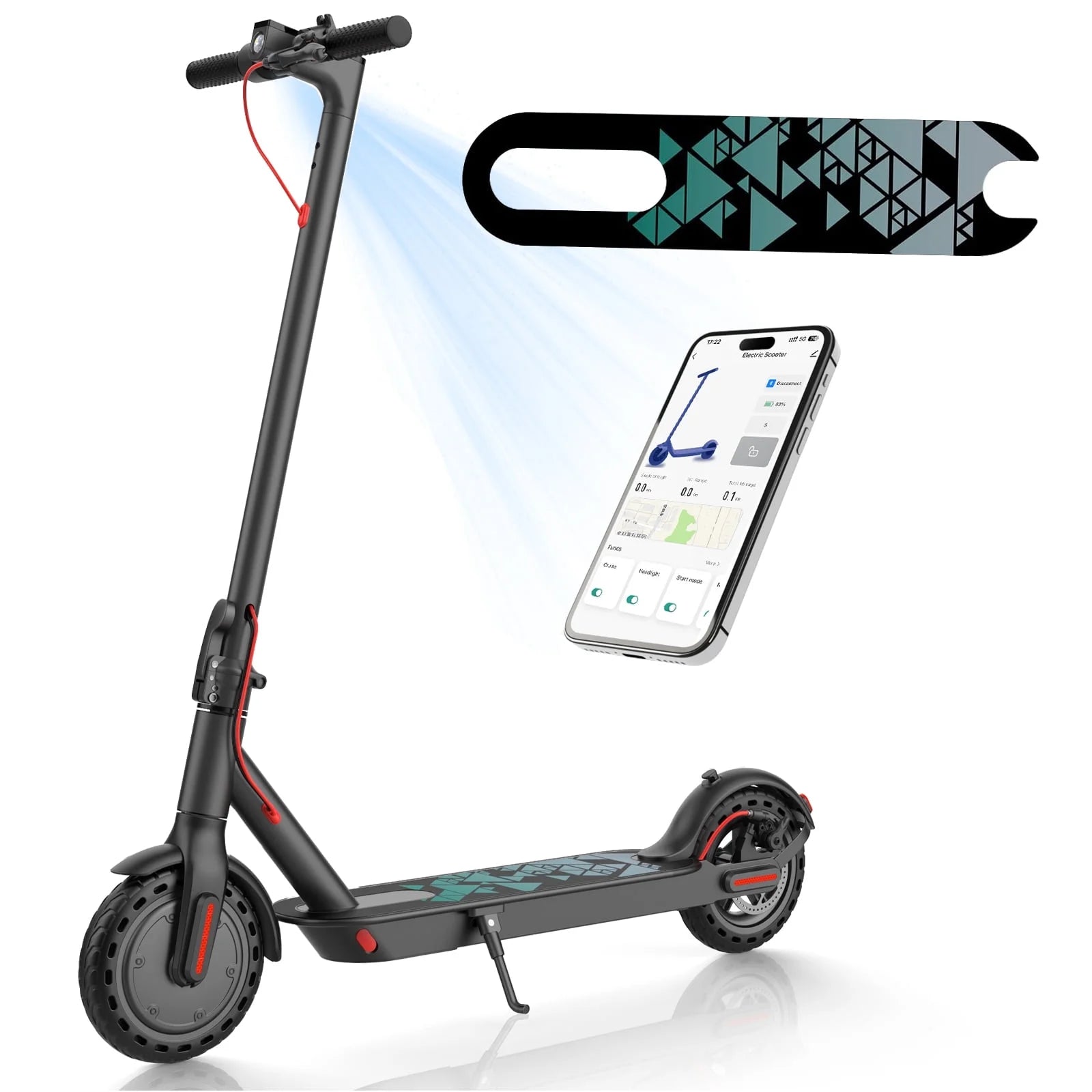 COBIZI Electric Scooter for Aldult and Teen, 350W Motor & Top 20 MPH, 18 Miles Long Range Electric Kick Scooters, 8.5" Tires Lightweight Foldable E-Scooter for Commuter, Green Shapes