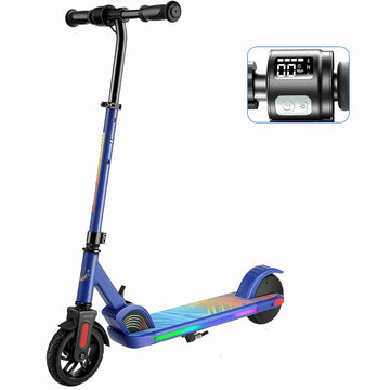 COBIZI Electric Scooter for Kids Ages 8-14, Top 10 mph &150W Motor, Adjustable Height & Speed, Kids Electric Scooter with Colorful Lights, Dark Blue