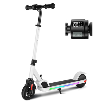 COBIZI Electric Scooter for Kids Ages 8-14, Top 10 mph &150W Motor, Adjustable Height & Speed, Kids Electric Scooter with Colorful Lights, White