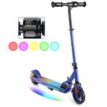 COBIZI Electric Scooter for Kids Ages 8-14, Top 10 mph &180W Motor, Adjustable Height & Speed, Kids Electric Scooter with Colorful Lights, Blue